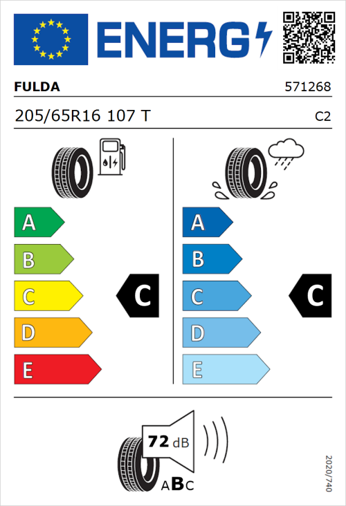 Tyre Label for Fulda Conveo Tour 2 205/65R16 107T