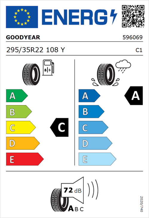 Tyre Label for Goodyear Eagle F1 Asymmetric 6 295/35R22 108Y