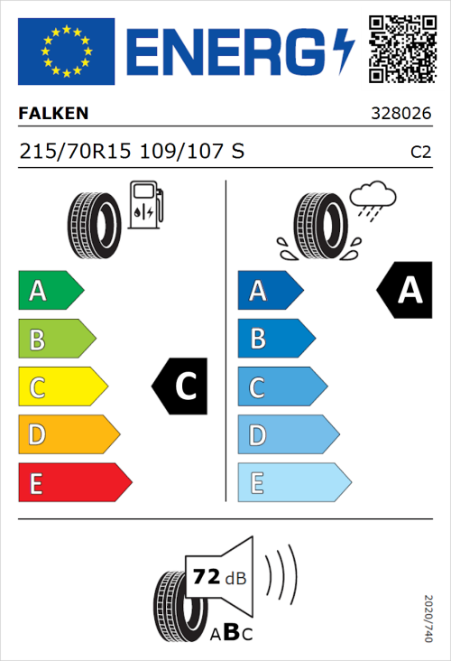 Tyre Label for Falken Linam VAN01 215/70R15 109/107S